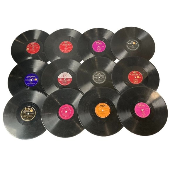 12 Vintage 78 RPM Records Lot Various Artists Damage for Art Crafts Decor 10" - Picture 1 of 7